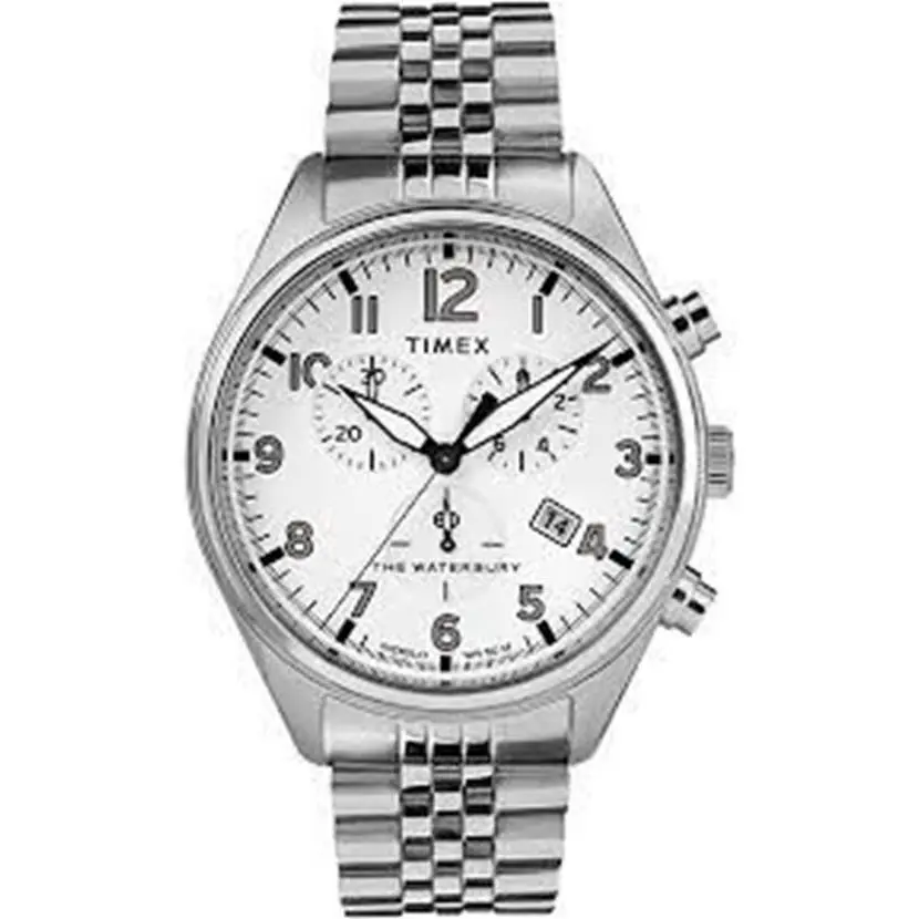 Men`s Timex Chronograph Quartz 18mm Stainless Steel Band Analog Watch TW2R88500