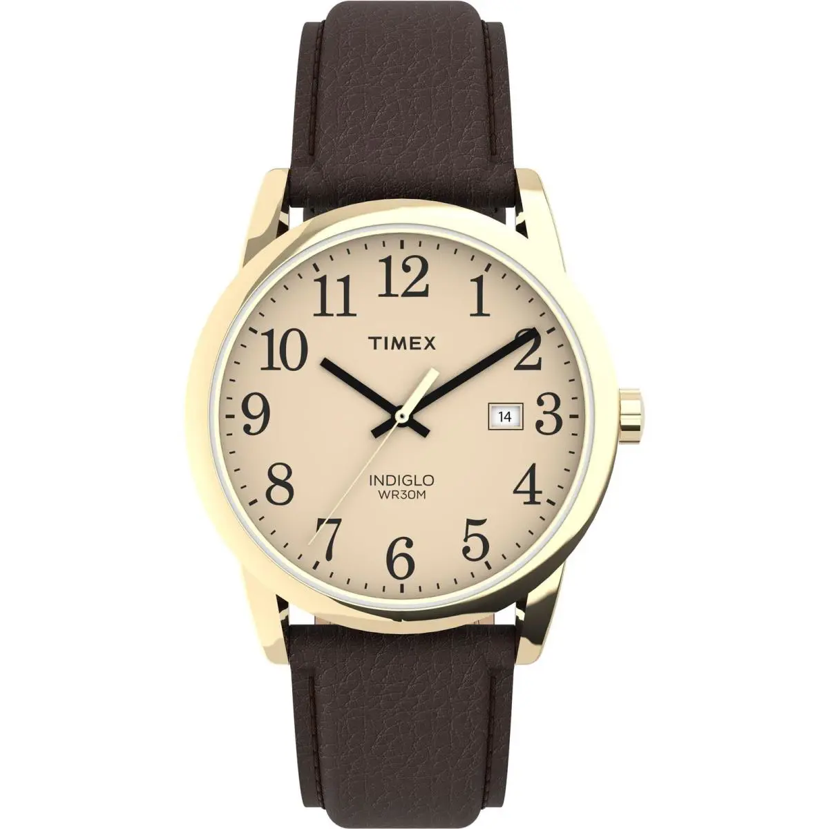Timex Men`s TW2P75800 Easy Reader 38mm Brown/gold-tone/cream Leather Strap Watch - Brown/Gold-Tone/Cream/38mm