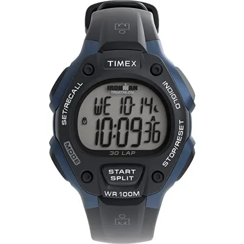 Men`s T5H591 Ironman Classic 30 Full-size Black/blue Resin Strap Watch by Timex