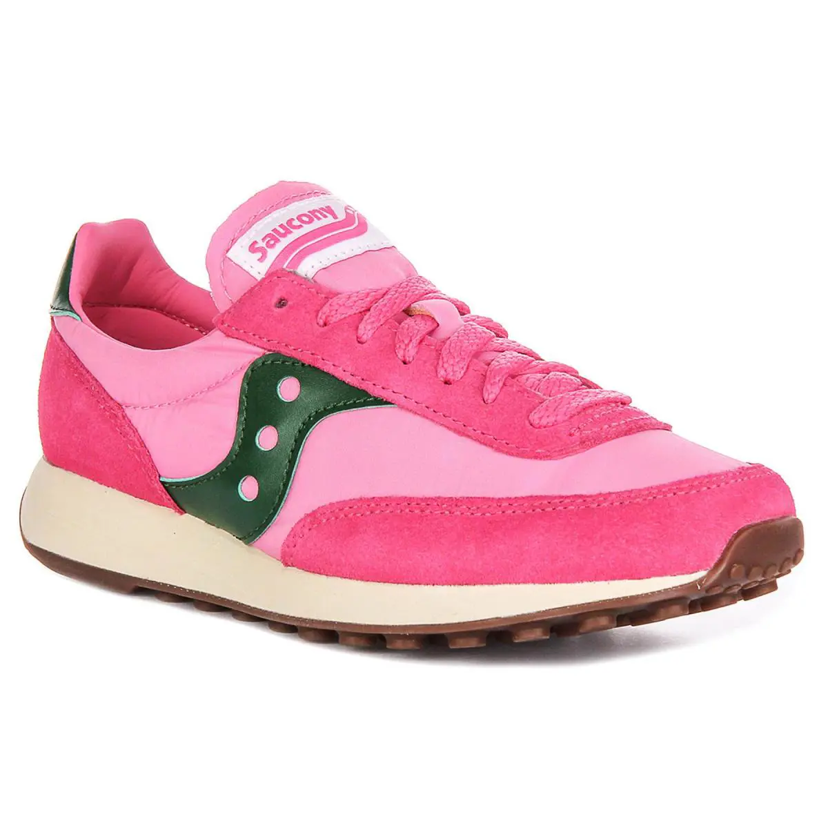 Saucony Eva Midsole Lace Up Leather Womens Sneakers In Pink US 4- 14