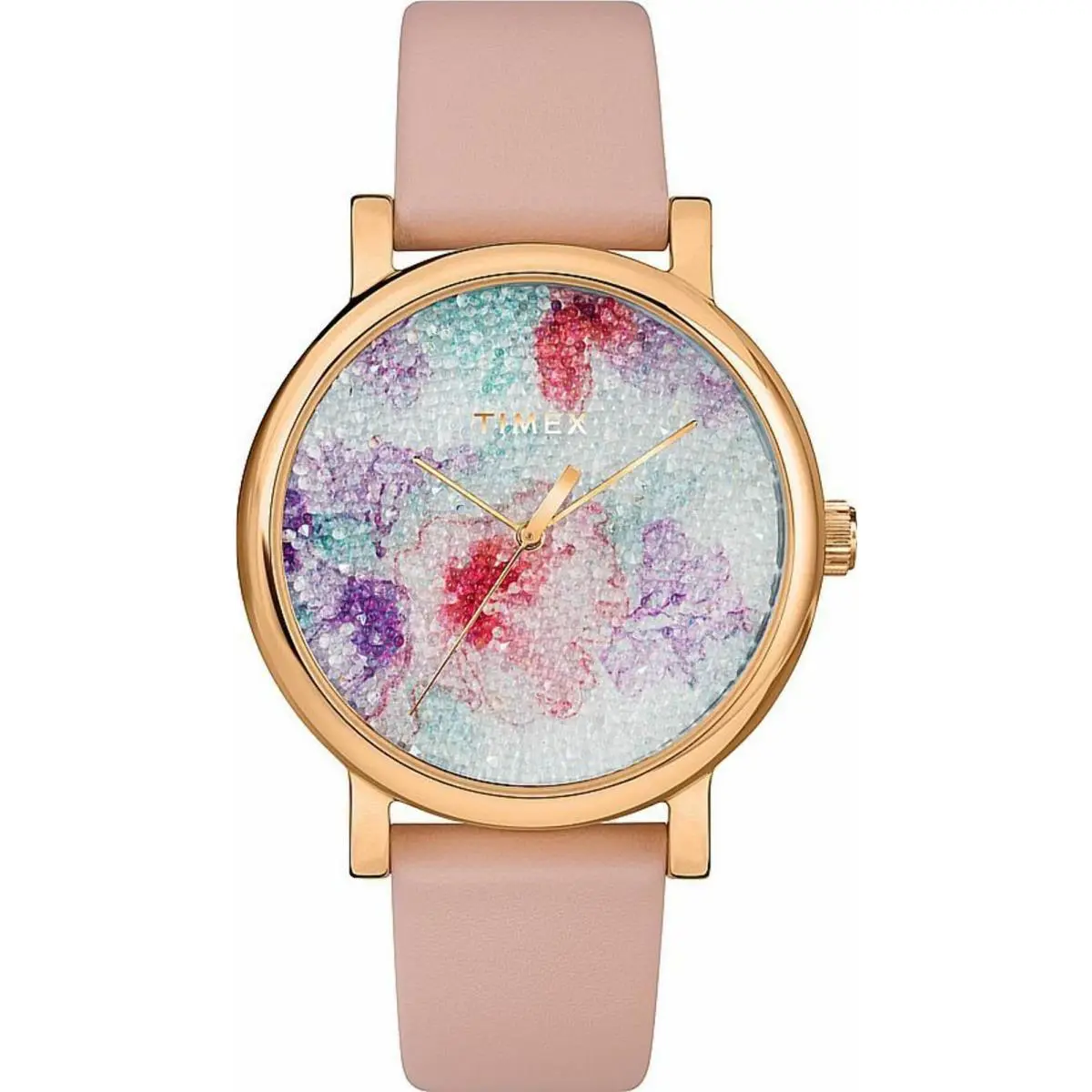 TW2R87800 Woman`s City Peyton Pink Leather Crystalized Dial Watch by Timex