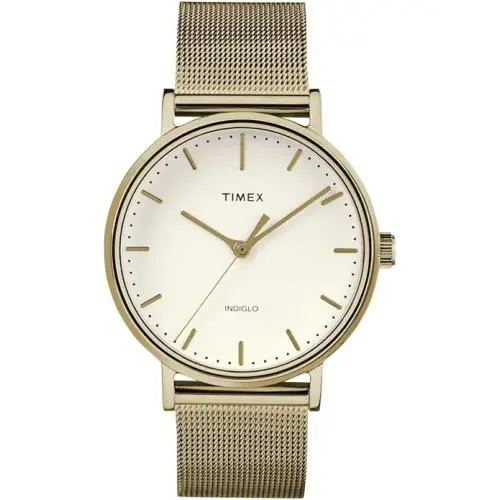 Fairfield Gold Mesh Women`s Watch 30m WR 37mm Quartz Cream Dial TW2R26500 by Timex