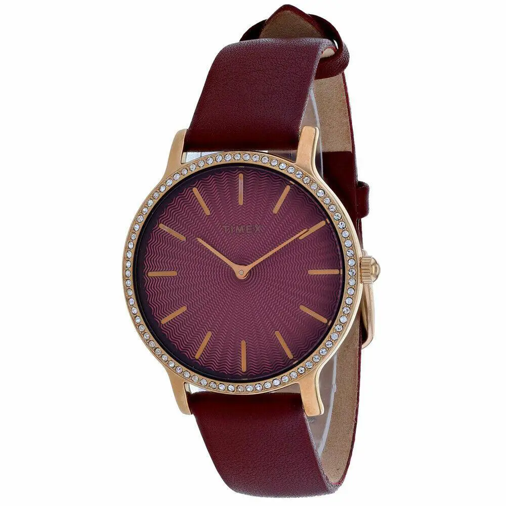 Timex Women`s Metropolitan Pink Dial Watch - TW2R51100 - Dial: Pink, Band: Red