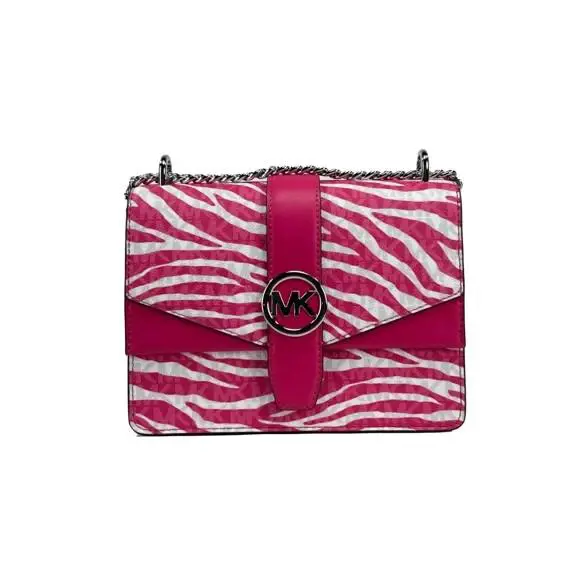 Michael Kors Greenwich Small Logo Crossbody Bag Shoulder Bag Purse Pink Multi - Handle/Strap: Pink, Hardware: Gold, Exterior: Pink Multi