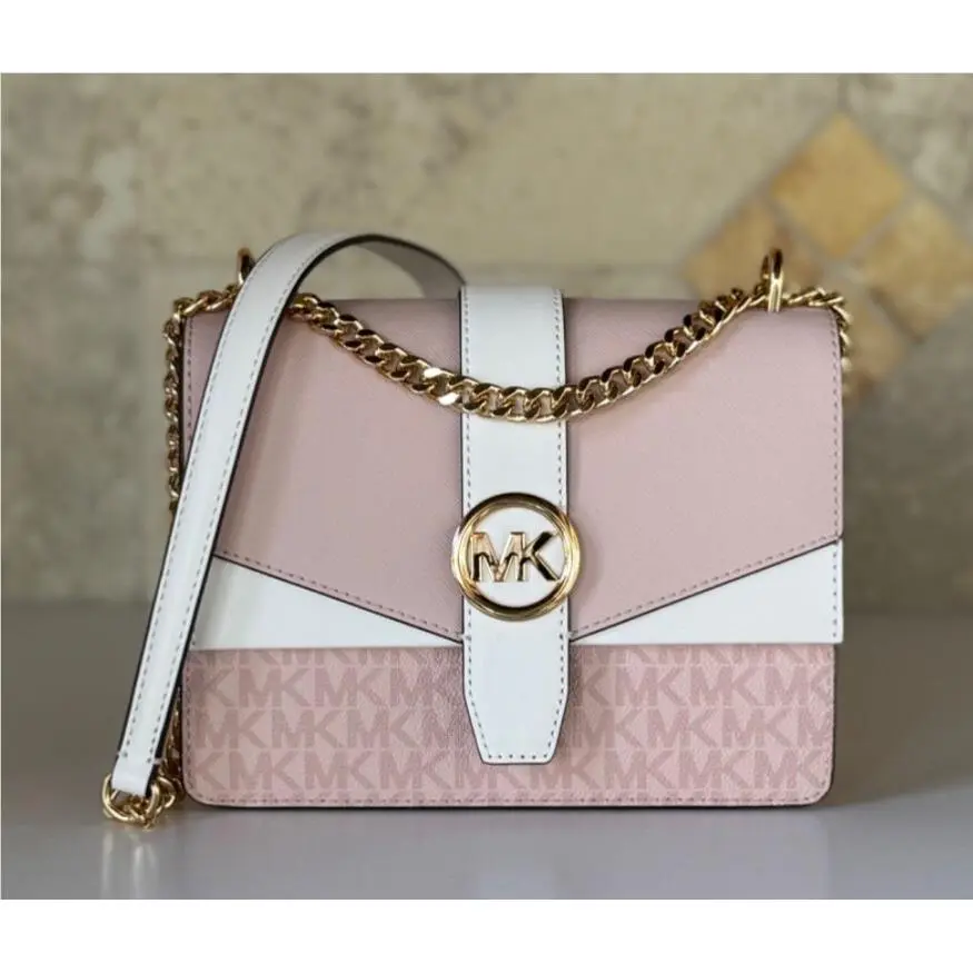 Michael Kors Greenwich Small Logo Crossbody Bag Shoulder Bag Purse Pink Multi