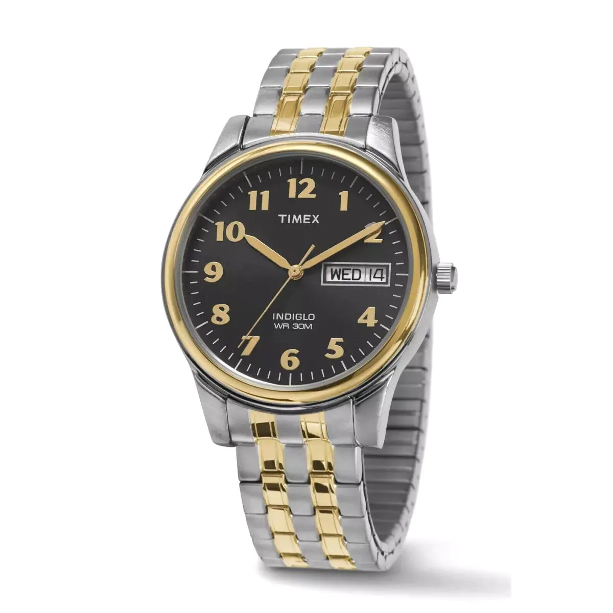 T26481 Gold Silver Tone Expansion Band Day/date Indiglo Classic Watch by Timex
