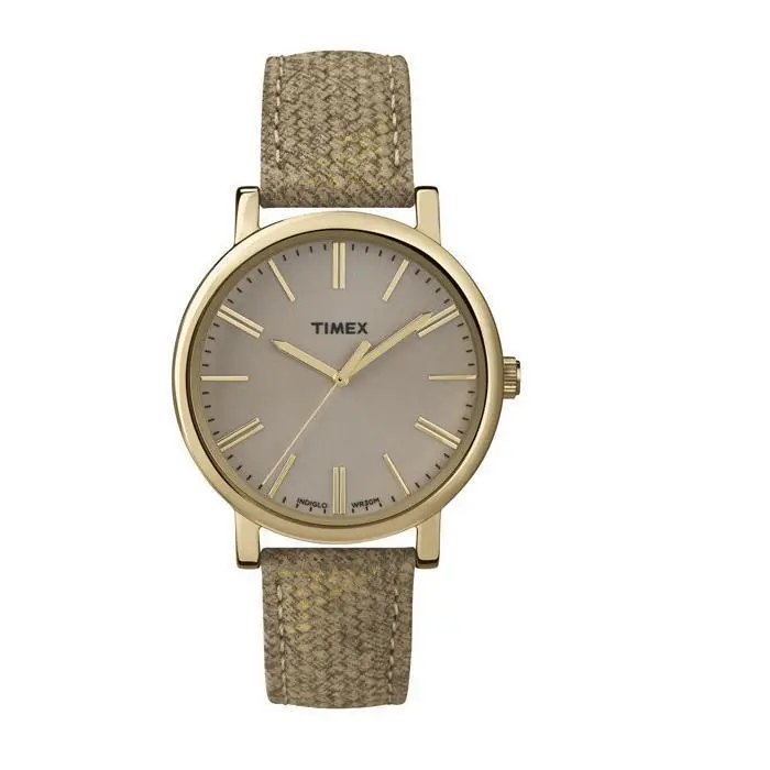 New-timex Gold Tone Tan Beige Leather Band Tan+gold Dial Classic WATCH-T2P173 - Dial: Beige, Yellow Gold, Band: Beige