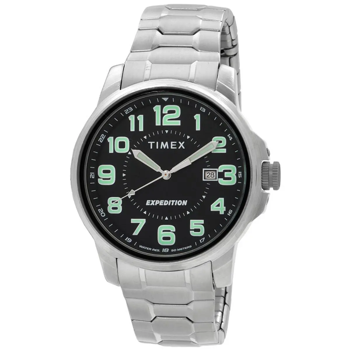 Timex TW4B31300 Men`s Analog Watch Expansion Bracelet - Dial: Black, Band: Silver