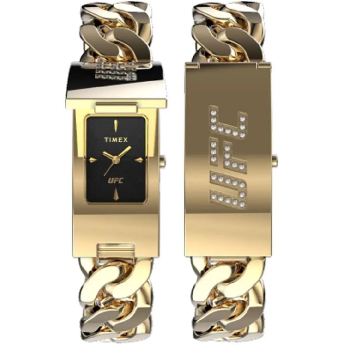 Timex TW2V55500 Men`s Ufc Street Crystalized Cover Champion ID Watch - Gold, Dial: Black, Band: Gold
