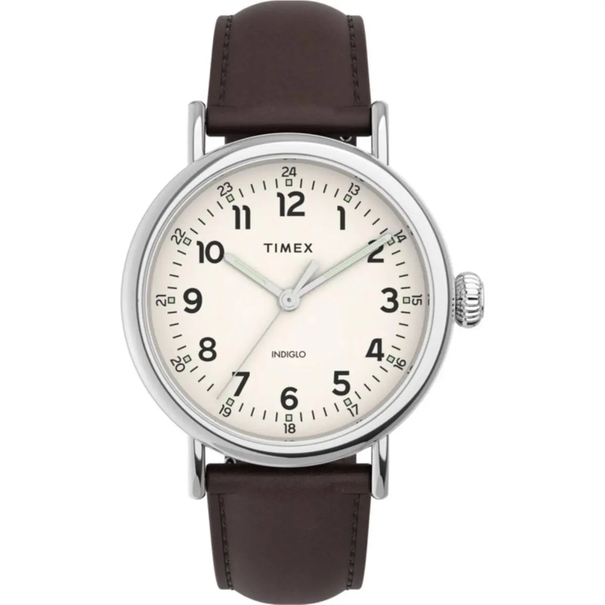 Timex Men`s Watch Standard Quartz Cream Dial Black Leather Strap TW2V27800 - Dial: Cream, Band: Black