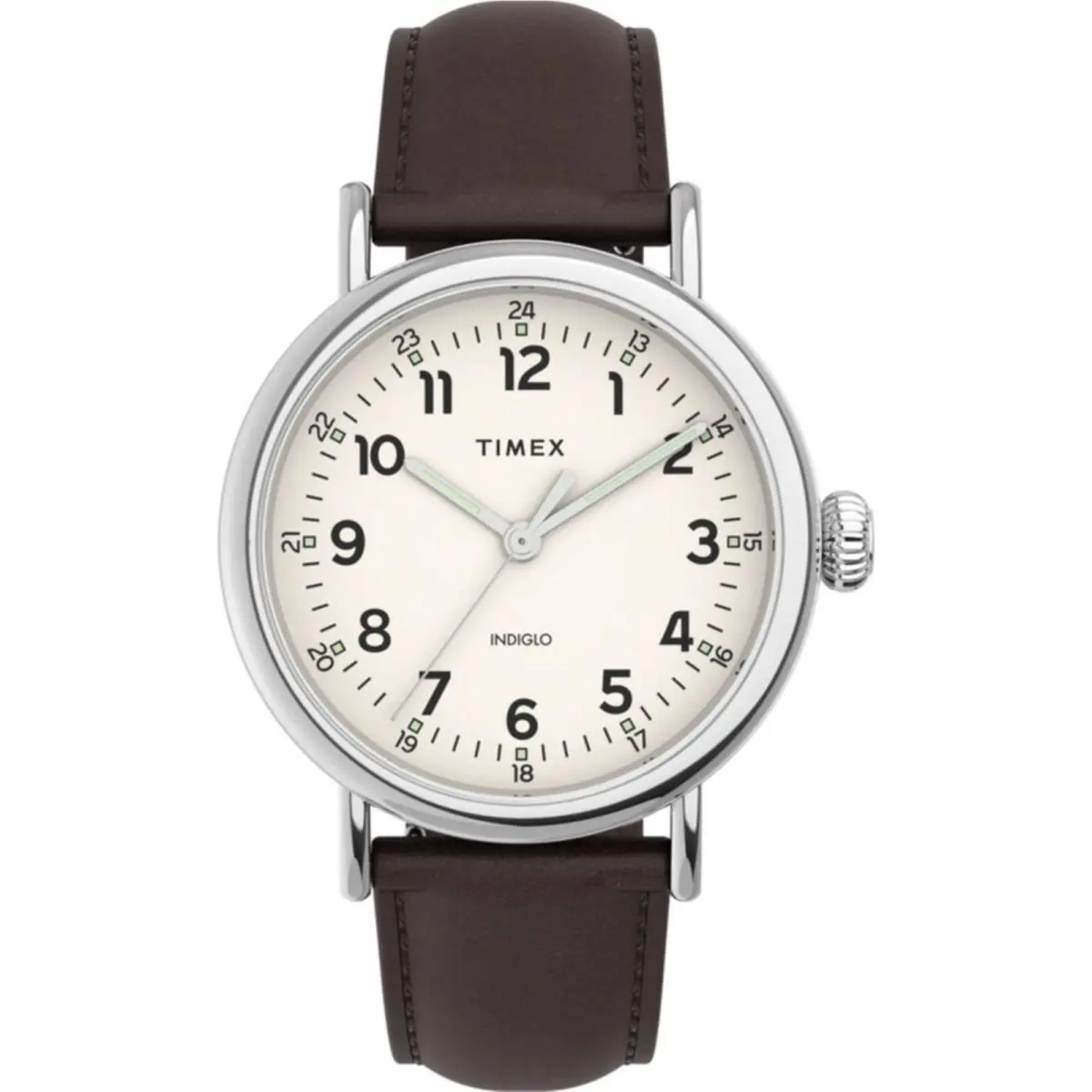 Timex Men`s Watch Standard Quartz Cream Dial Black Leather Strap TW2V27800 - Dial: Cream, Band: Black