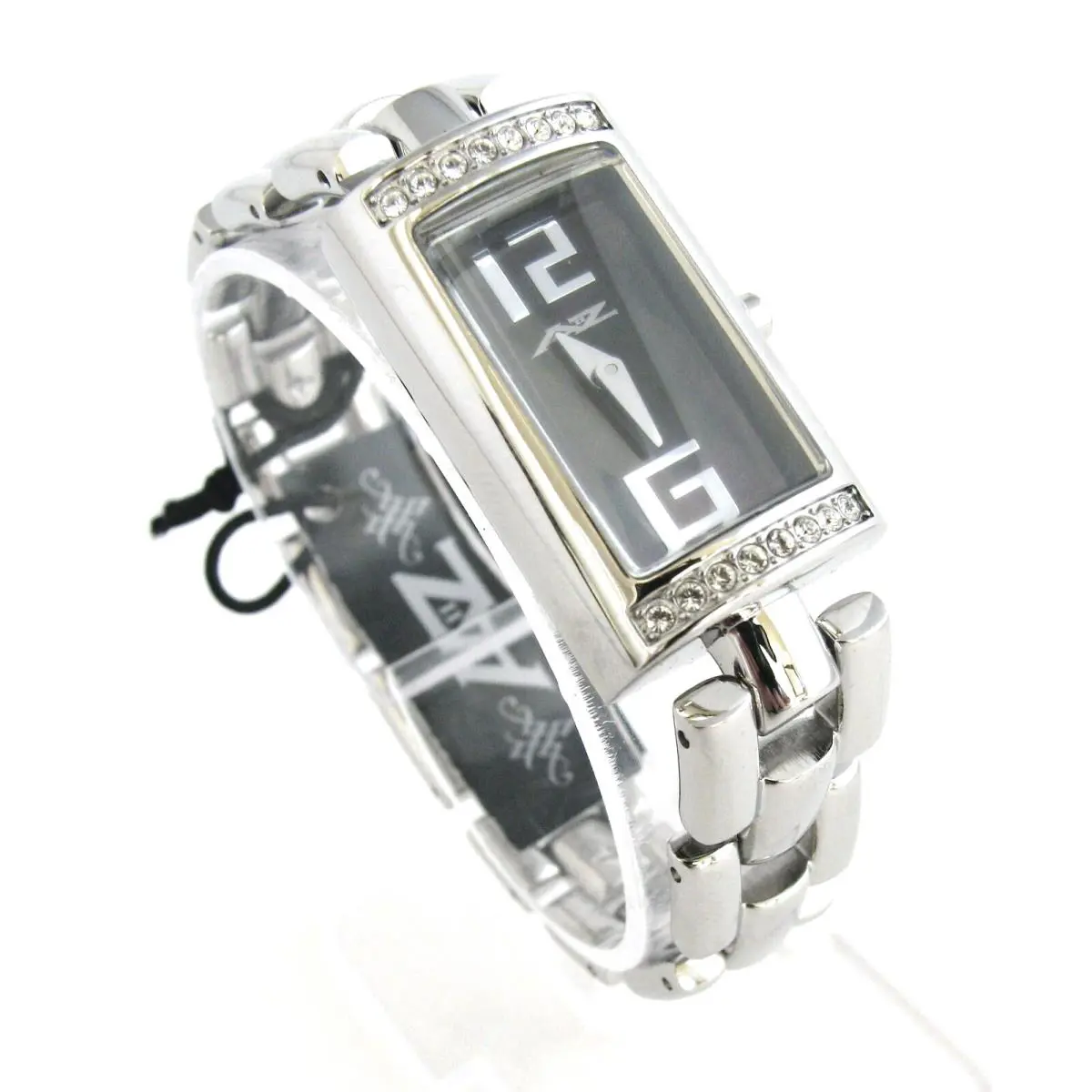 A II Z BY  Black Dial Crystals Silver Stainless Steel Bracelet Watch V0V703 by Timex