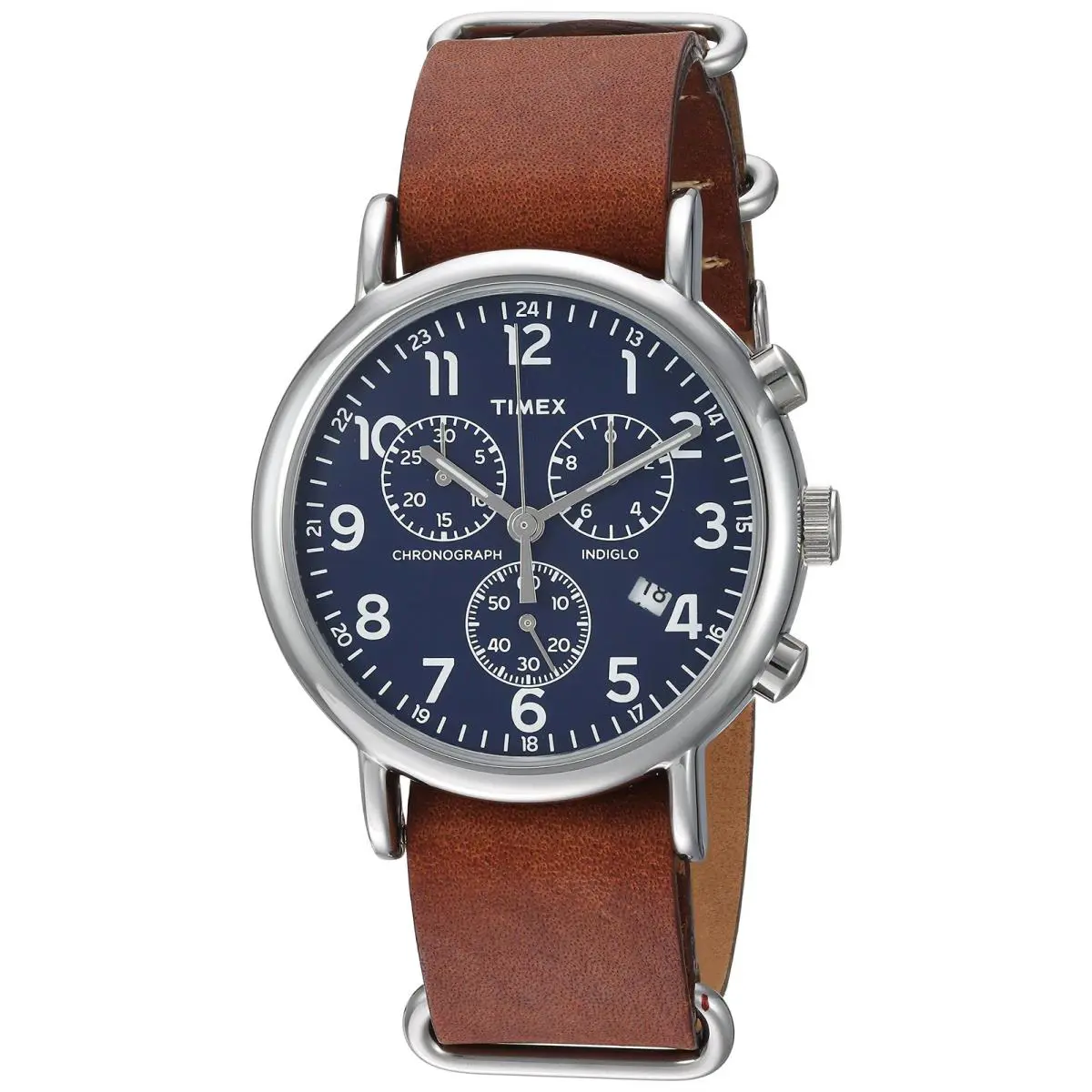 Weekender Chrono Quartz Analog Watch with Leather Strap by Timex