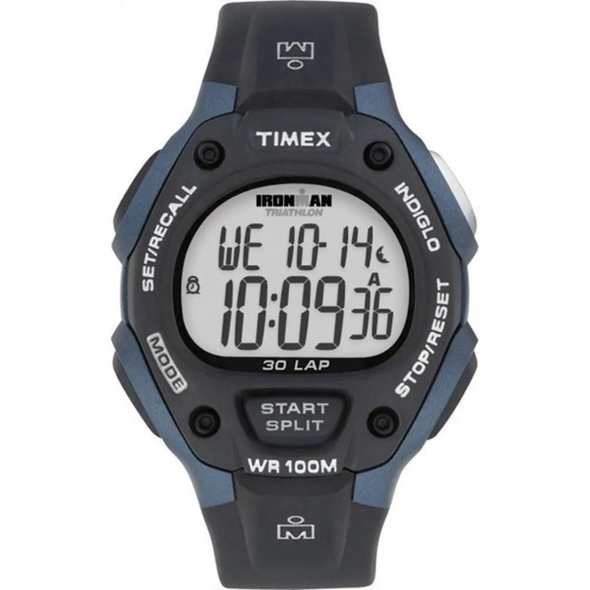 Mens Ironman Triathlon Classic 30 38mm Watch – Blue Black Case with by Timex