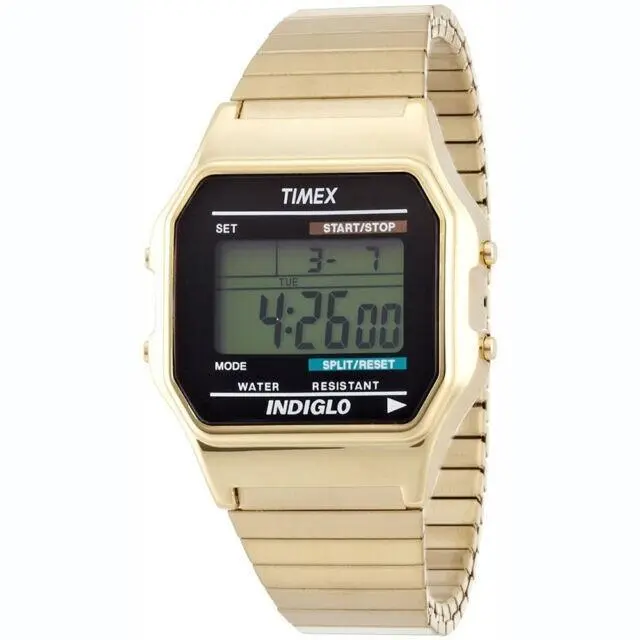 T78677 Men`s Digital Goldtone Expansion Watch Alarm Indiglo Chrono by Timex