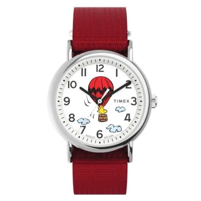 Weekender x Peanuts Balloon 38mm Red Fabric Strap Watch Unisex TW2Y11700 by Timex