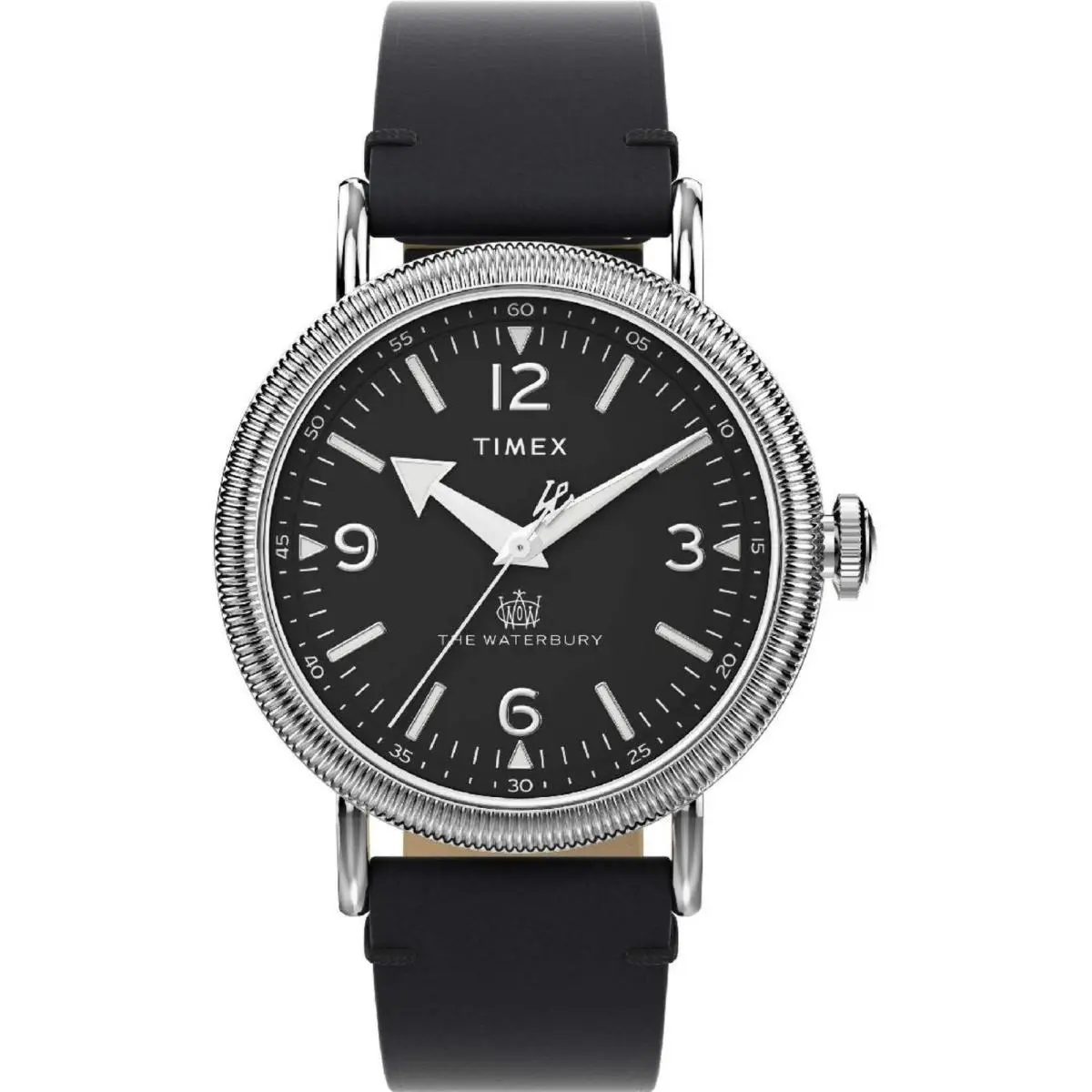 Timex TW2W20200 Men`s The Waterbury Standard Black Dial Watch - Silver, Dial: Black, Band: Black