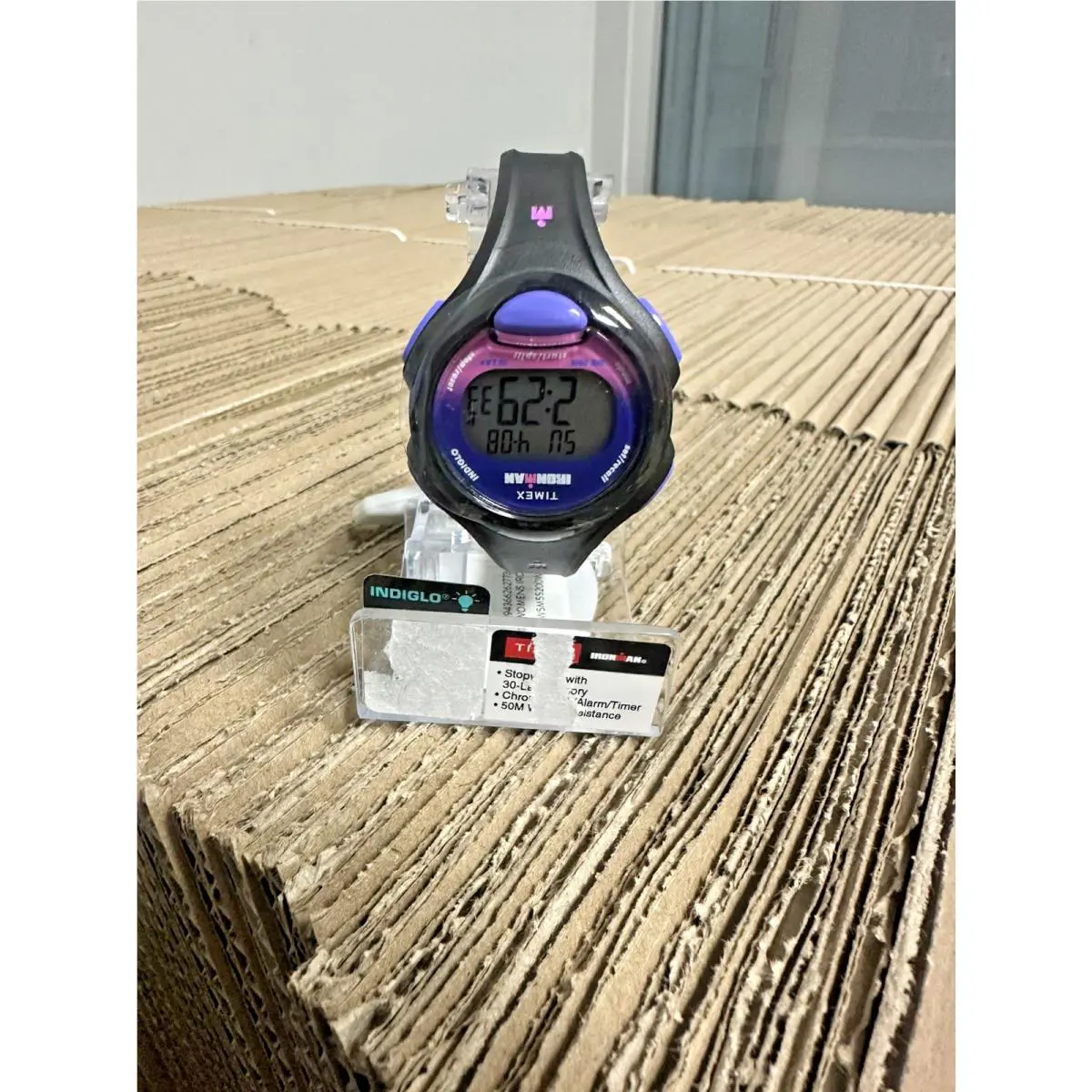 Timex Ironman Womens 36mm 30 Lap Indiglo Digital Purple Black WR 50M Battery