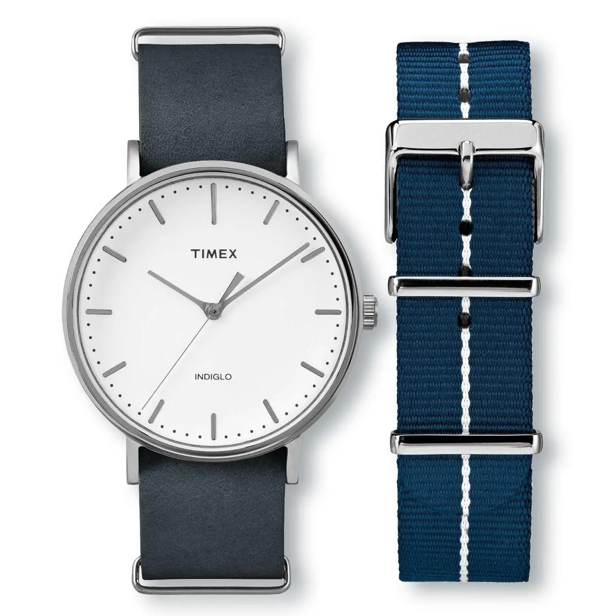 Timex Fairfield TWG016400 Classic Blue Leather and Nylon Band Watch Set