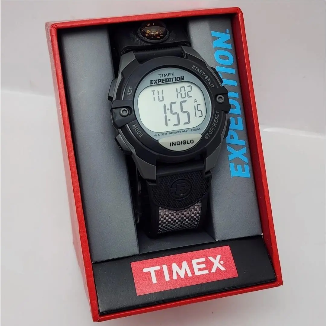 Timex Expedition Indiglo T40941 Chrono Day-date WR 100M Digital Men`s Watch