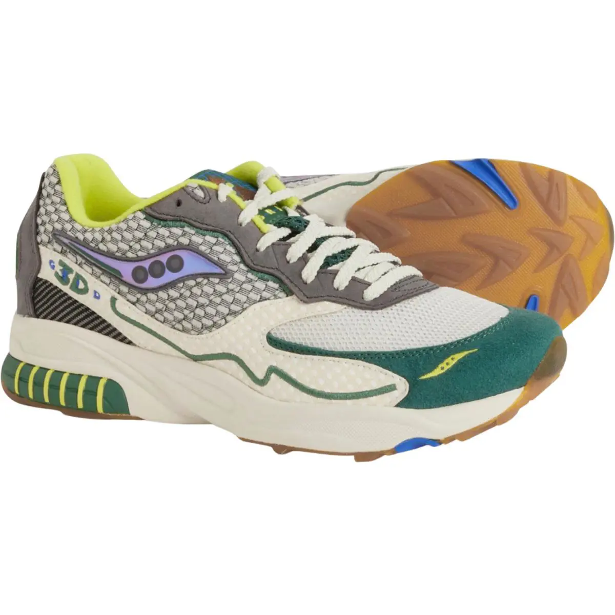 Saucony Bodega 3D Grid Hurricane Shoes / Sneakers - Mens Size 9 - 47574-CL1 - Cream / Green