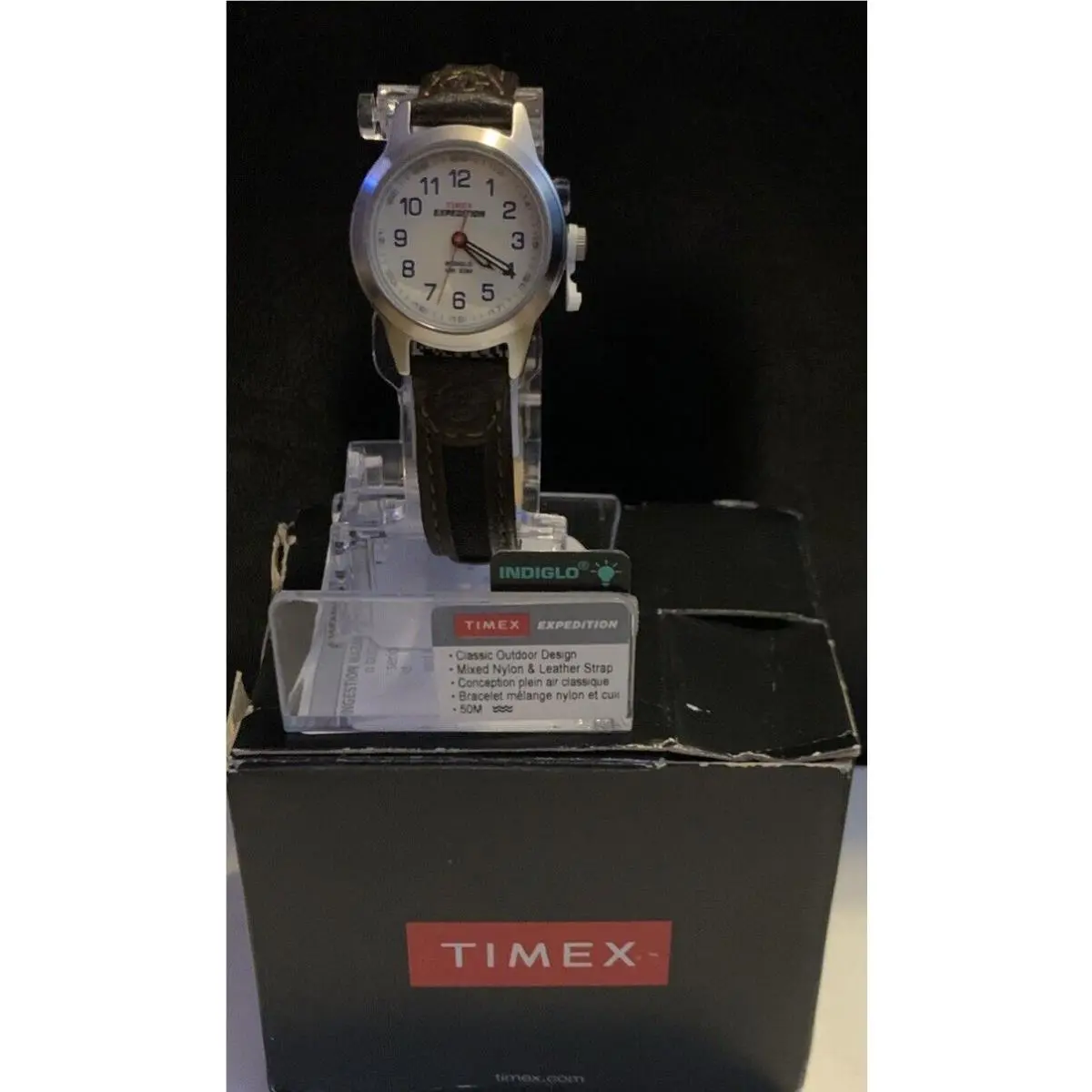 Womens  T41181 26mm Expedition Brown Leather Watch Indiglo by Timex