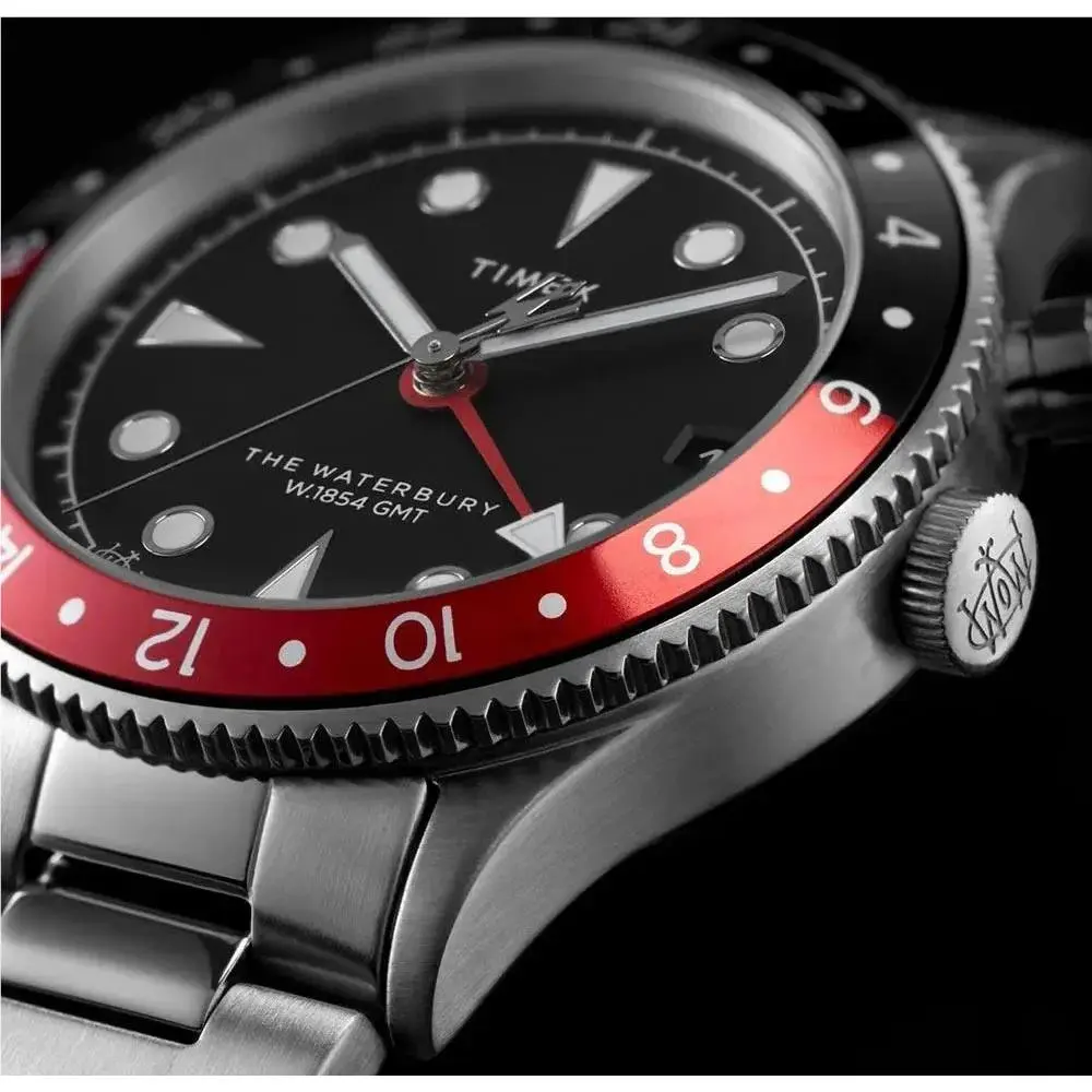 Timex Men`s Watch Waterbury Traditional Gmt Black Dial Coke Watch TW2W22700
