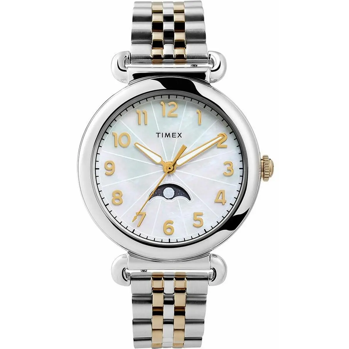 Timex TW2t89600 Moon Phase Mother-of-pearl Dial Gold Silver Tone Ladies Watch - Dial: Mother-of-Pearl, Band: Gold & Silver Tone, Bezel: Silver