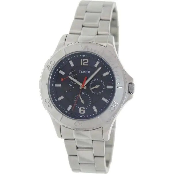 New-timex Ameritus Silver S/steel Blue Dial Retrograde Bracelet WATCH-T2P177
