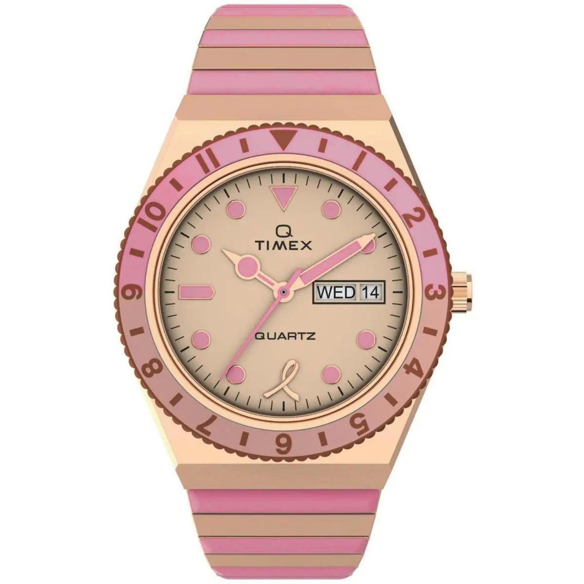 Timex Q x Bcrf TW2V52700 Women`s Analog Watch Rose Gold-tone Steel Bracelet