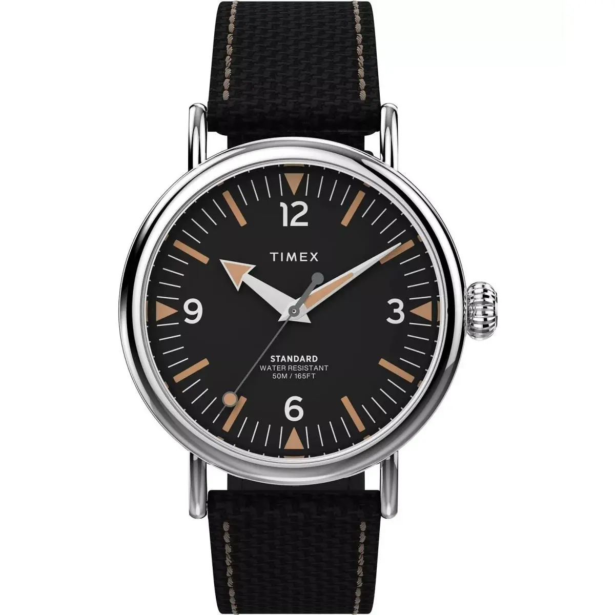 Standard Men`s 40mm Leather Canvas Black Indiglo Watch TW2V44000 by Timex