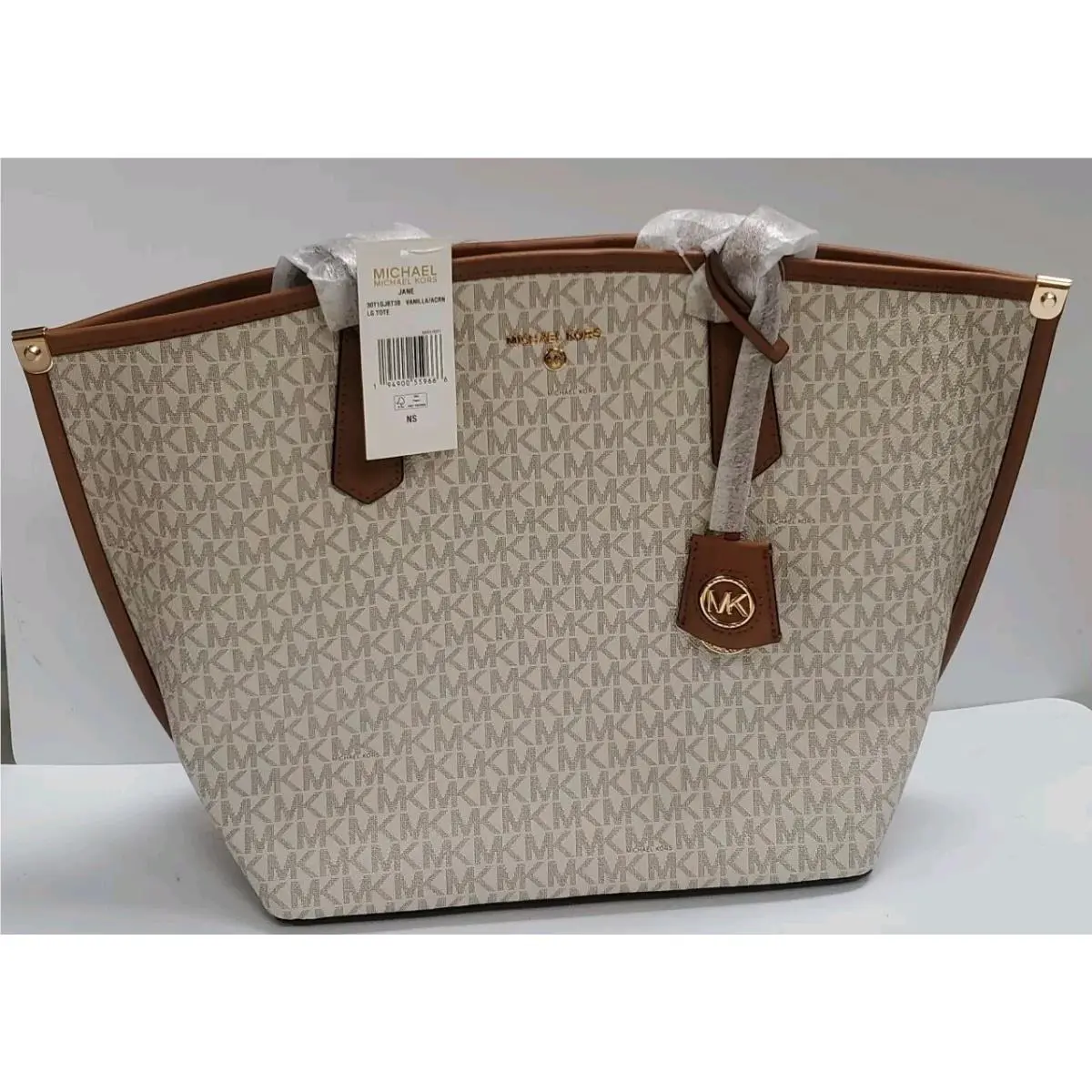 Michael Kors Women`s Signature Jane Large Tote Handbag Beige