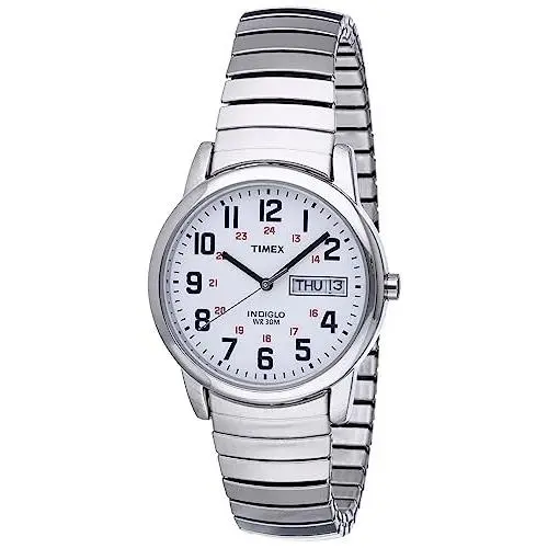 Men`s T20461 Easy Reader 35mm Silver-tone Stainless Steel Expansion Band by Timex