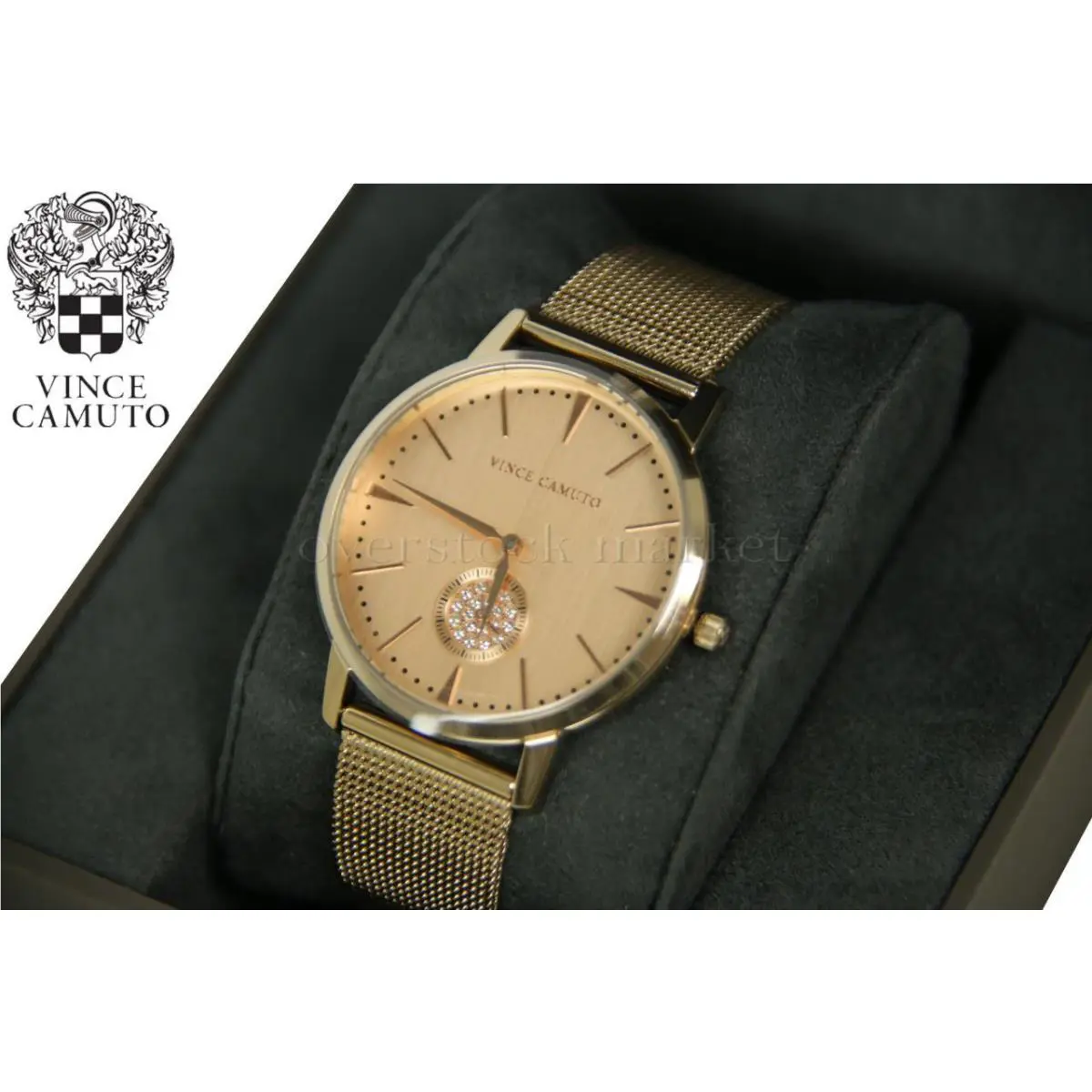 Womens Rosegold Chainmail Bracelet Crystal Accent Watch VC/5314RGRG by Vince Camuto