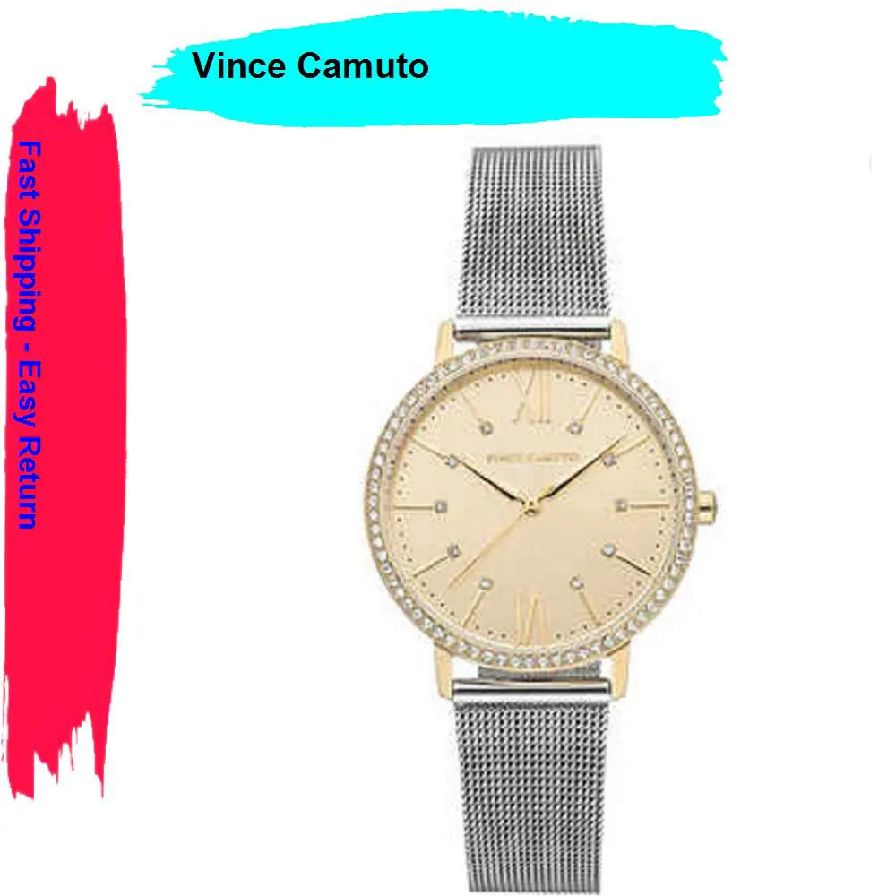 Two-tone Mesh Women`s Watch Gold Tone Silver Watch by Vince Camuto