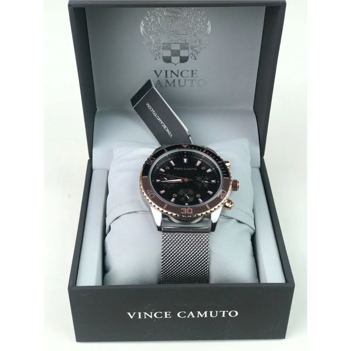 Mens VC/8039RTSV Multi-function Mesh-band Stainless Steel Watch by Vince Camuto