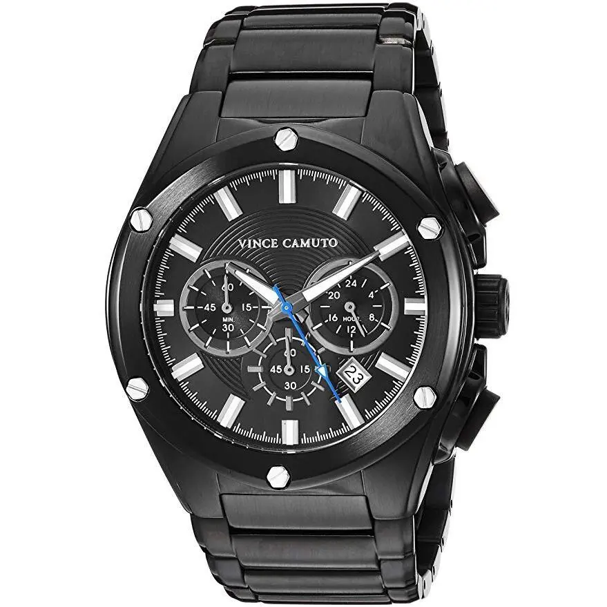 VC/1065BKBK Chronograph Black Stainless Steel Watch by Vince Camuto