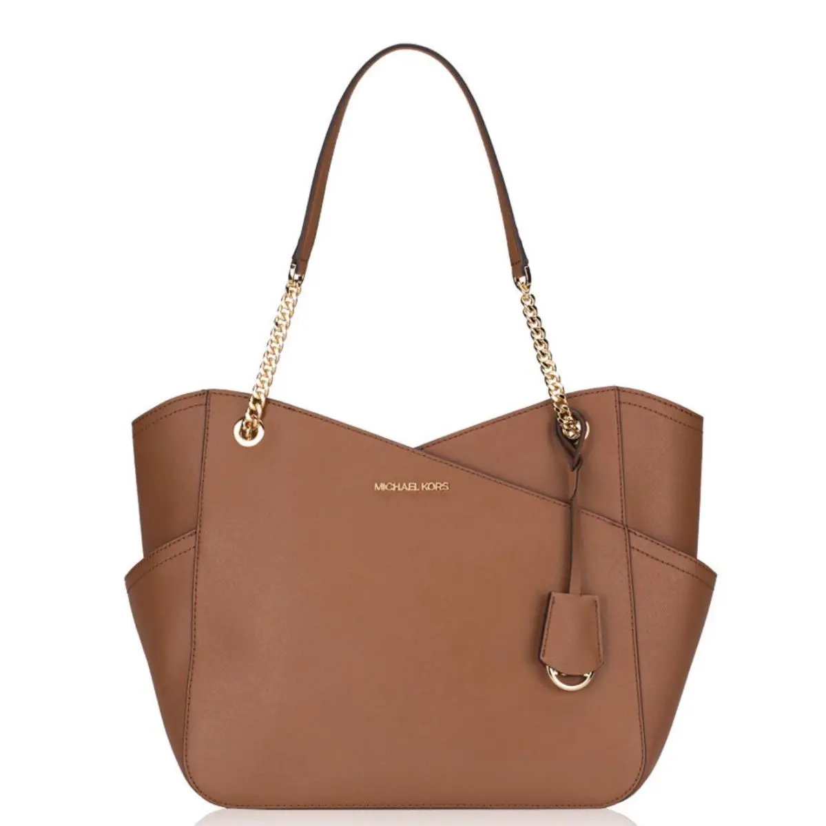 Michael Kors Jet Set Travel Large Leather Chain Shoulder Tote Bag IN Brown