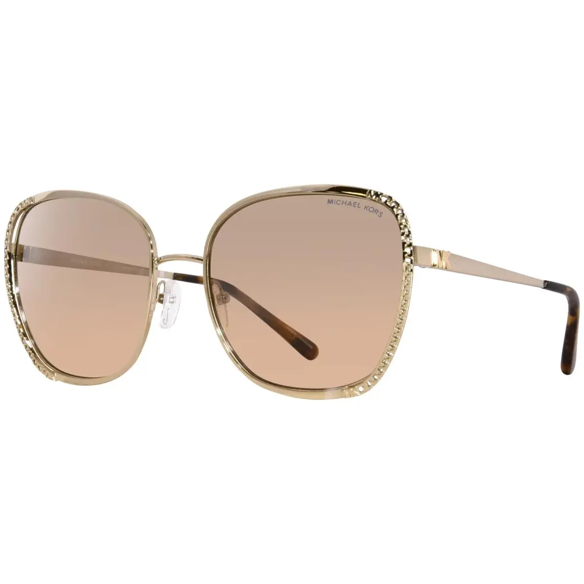 Michael Kors Amsterdam MK1090 10148Z Lt Gold Silver Khaki 59 Women`s Sunglasses - Frame: Light Gold, Lens: Silver Khaki Flash
