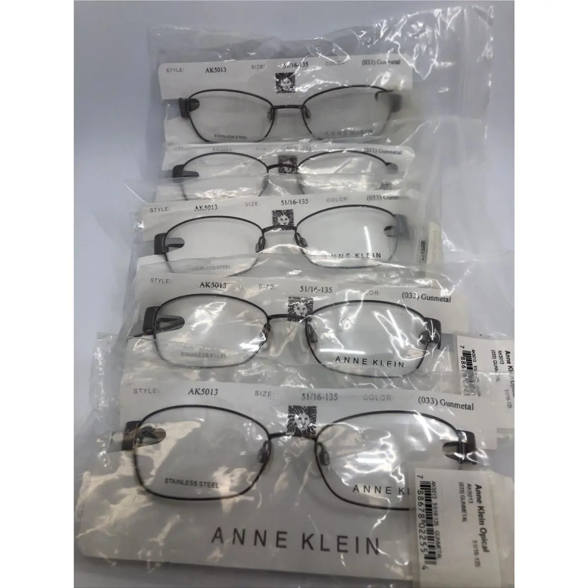 Lot OF 5 Anne Klein AK 5013 033 Gunmetal 51.16.135 Women’s Eyeglasses Frames