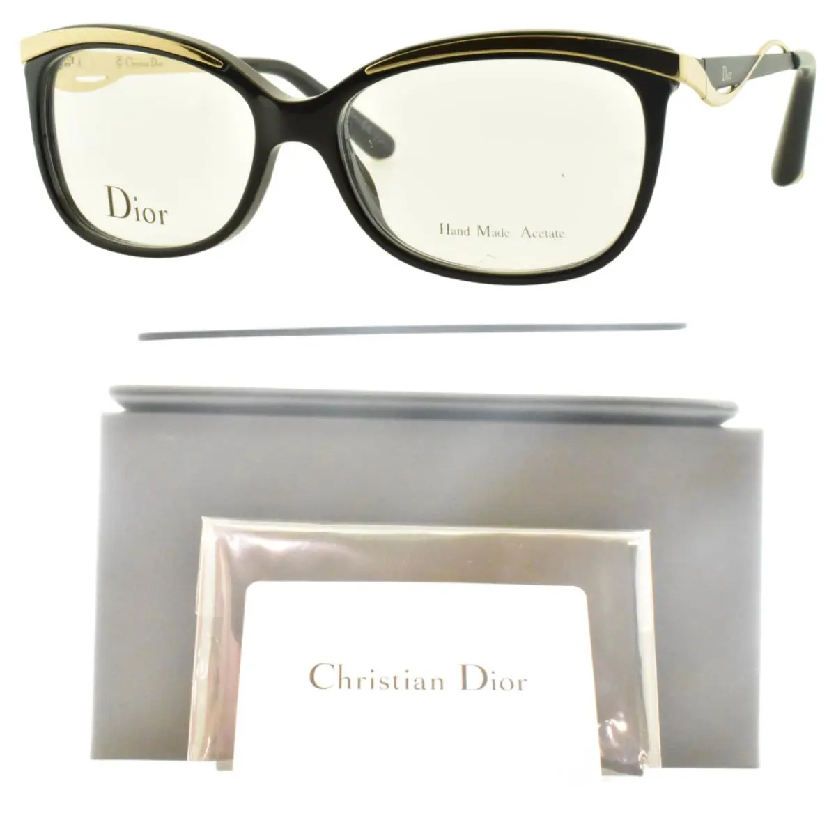 Christain  CD3280 Qxt Black Rose Gold Cat Eye Full Rim Optical Frame by Dior