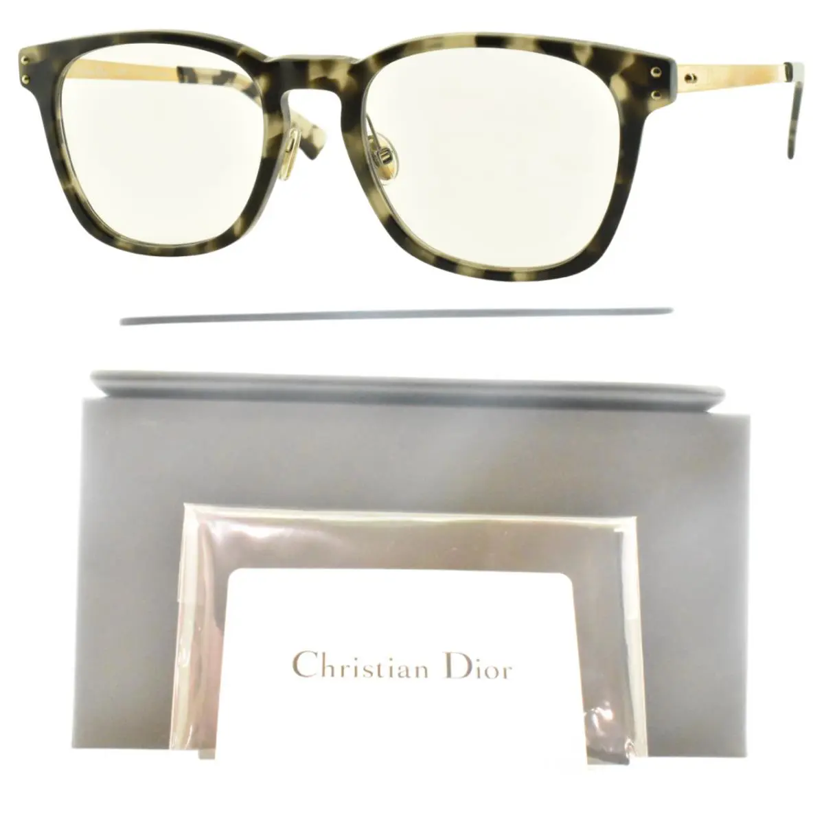 Exquise O4 Aci Gold Grey/black Tortoishell Square Unisex Optical Frame by Dior