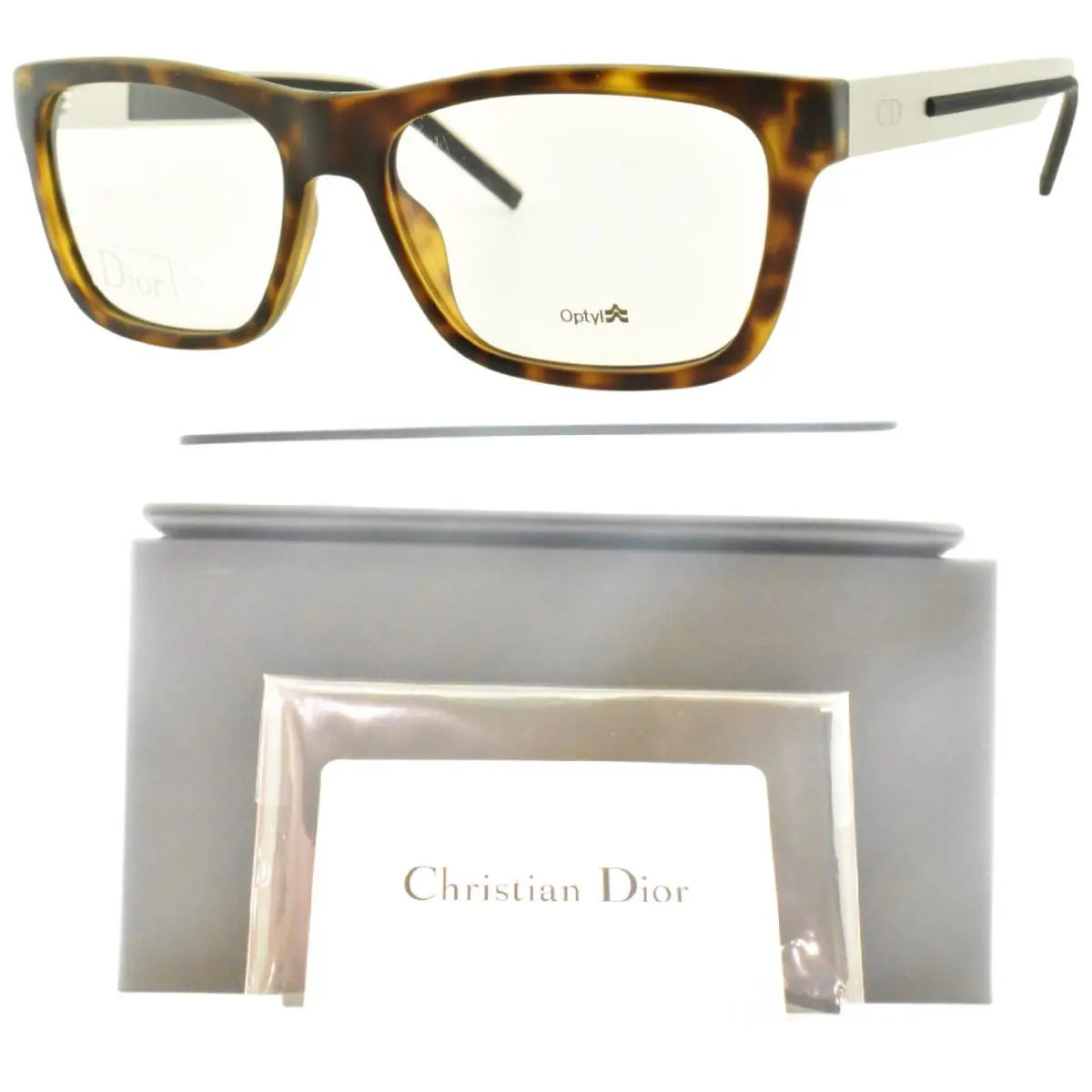 Christian Dior Blacktie 184 J05 Havana Brown Rectangle Full Rim Frame - Frame: Havana