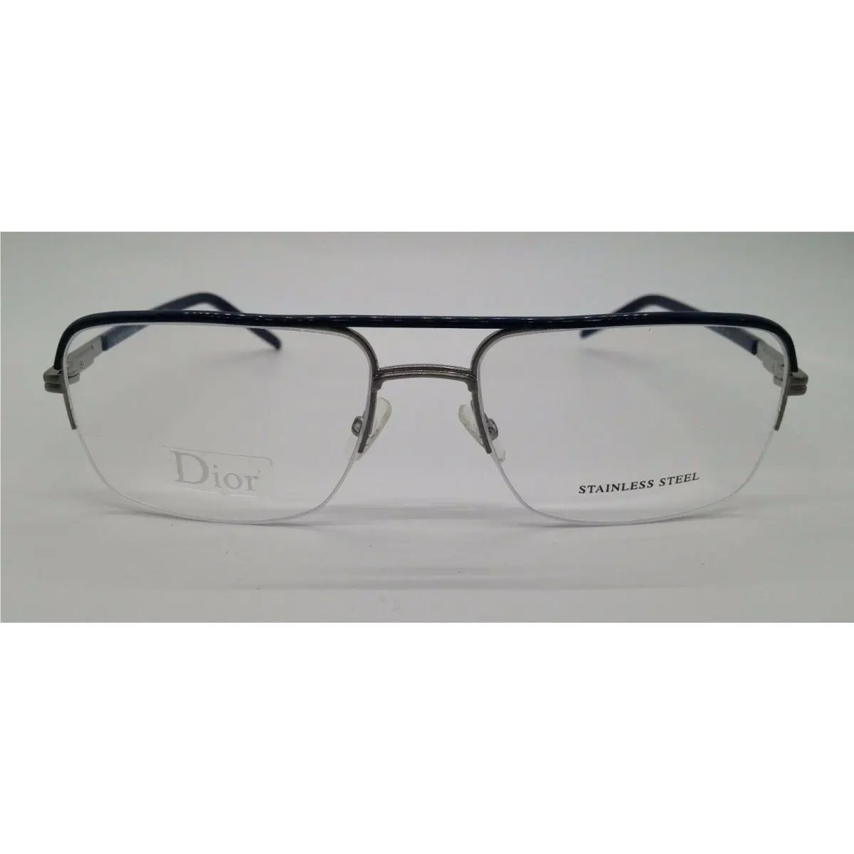 Dior Homme 0168 Blue E5P Semi Rim Aviator Eyeglasses Frame 54-17-140 Italy
