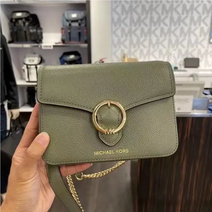 Michael Kors MK Wanda Small Flap Shoulder Chain Crossbody Bag Army Green