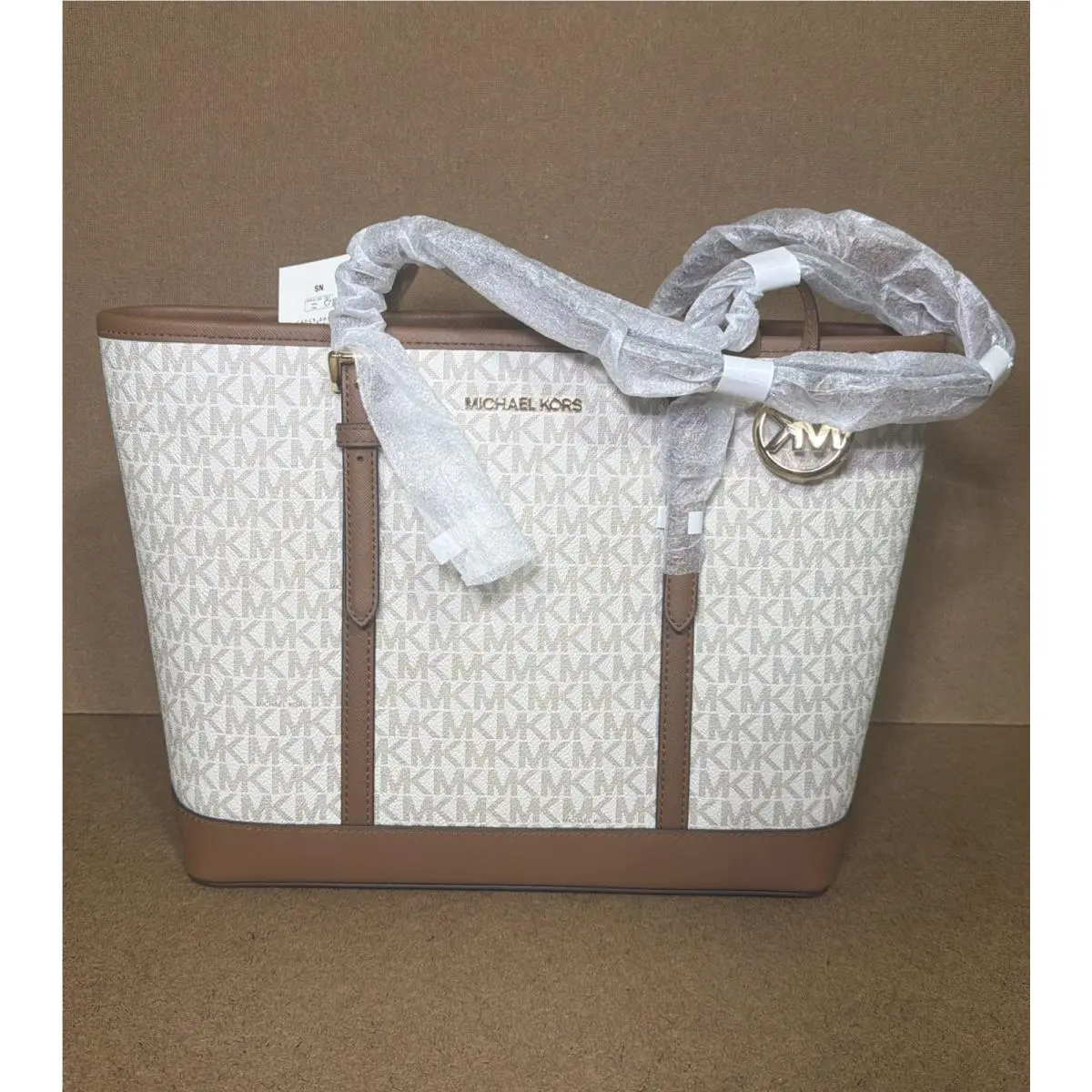 Large Jet Set Travel Tote Bag Vanilla Laptop Purse 35S0GTVT1V by Michael Kors