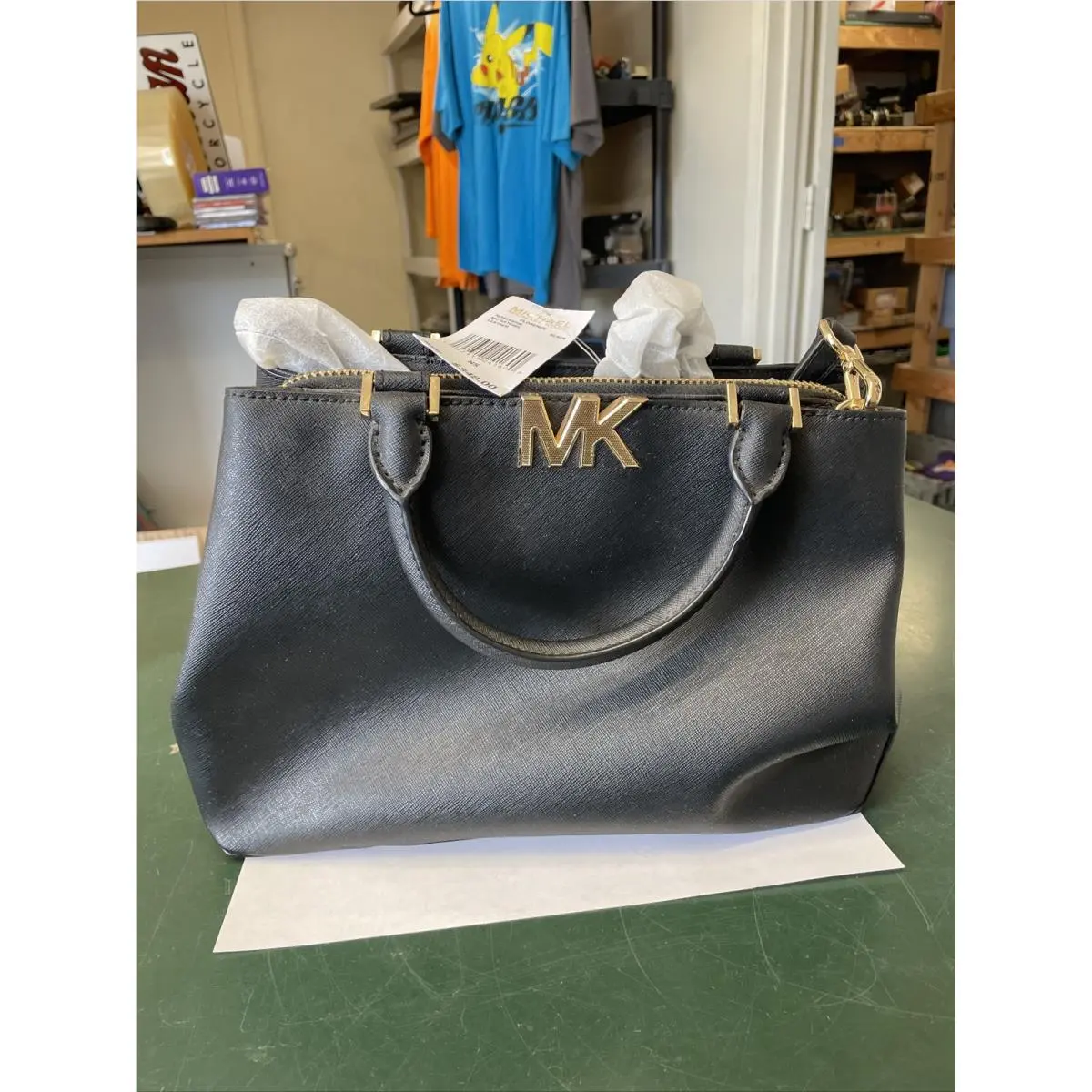 Michael Kors Florence Medium Satchel Black Leather Bag