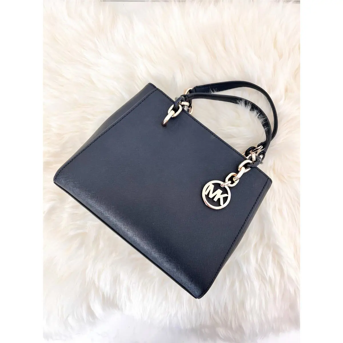 Michael Kors Sofia Medium Tote Crossbody Bag Handbag Black Leather Gold