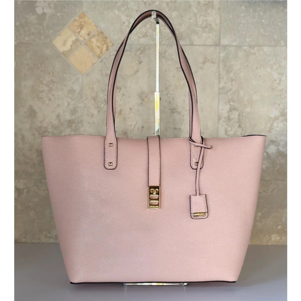 Michael Kors Carson Large Carryall Tote Shoulder Leather Bag Pastel Pink