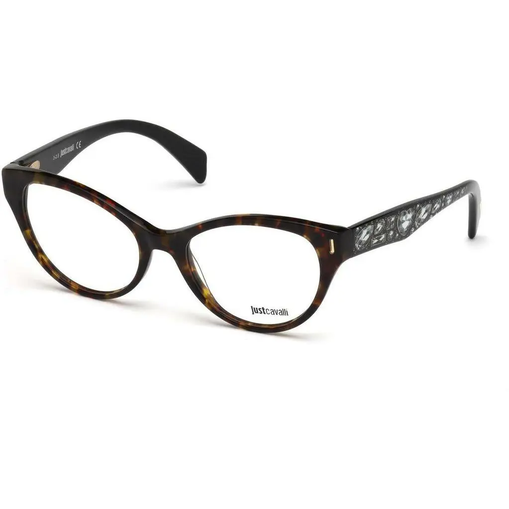 JC0747 053 Tortoise Plastic Eyeglasses Frames 53-18-135 Big Cat Eye by Just Cavalli